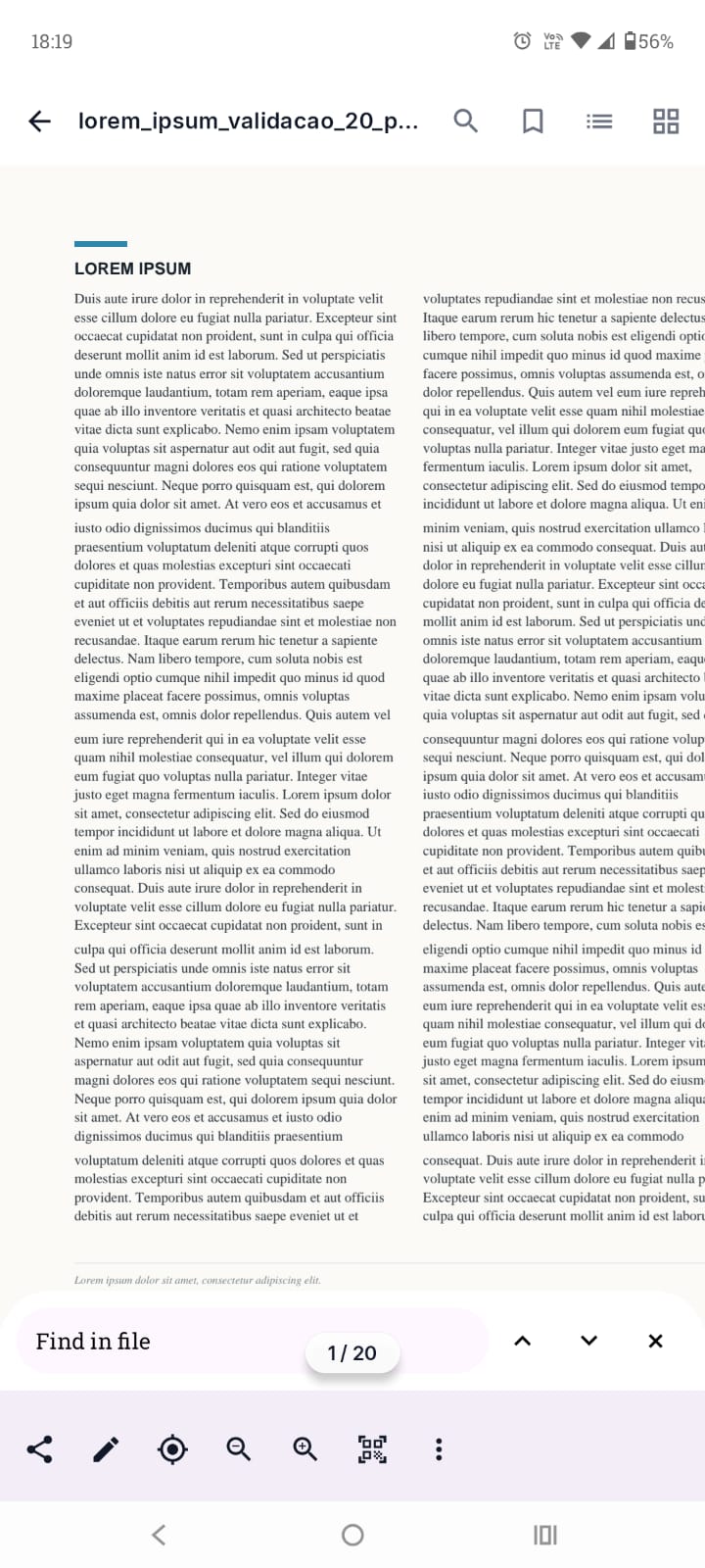 Modo leitura do ArchPDF com busca no documento e barra de ações